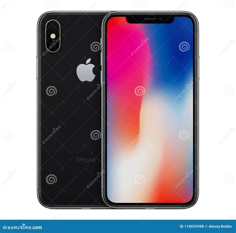 Space Gray Apple Iphone X Mockup Front View With Wallpaper Screen And