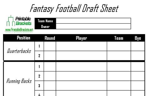 Print and take to your draft. Blank Draft Sheet For Fantasy Football | White Gold