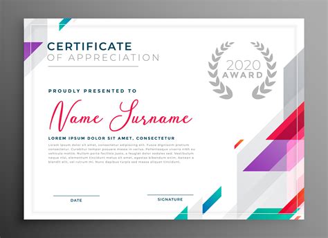 Modern Certificate Award Template Design Download Free Vector Art