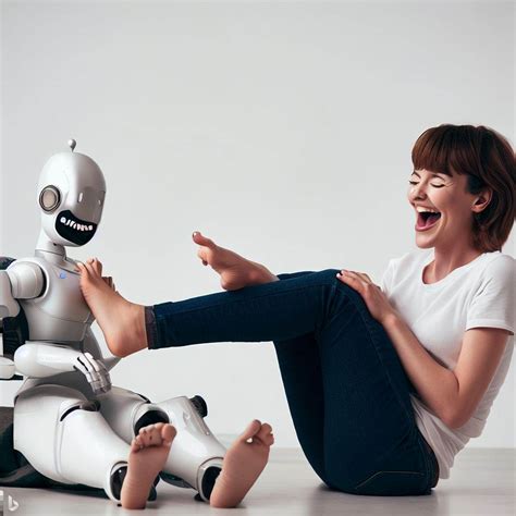 Robot Tickling A Foot Of A Laughing Human Raiart