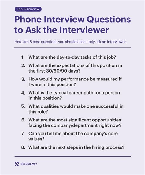 8 Best Phone Interview Questions To Ask The Interviewer Resumeway