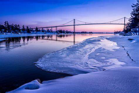 Thousand Islands Bridge Winter Sunset 1000 Islands