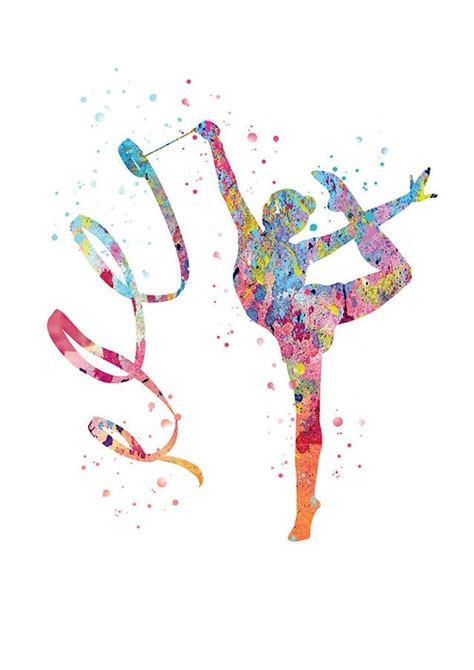 Rhythmic Gymnastics Poster Dance Art Grs Watercolor T Idea Child
