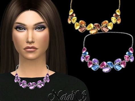 Mixed Color Gems Necklace V2 By Natalis At Tsr Lana Cc Finds