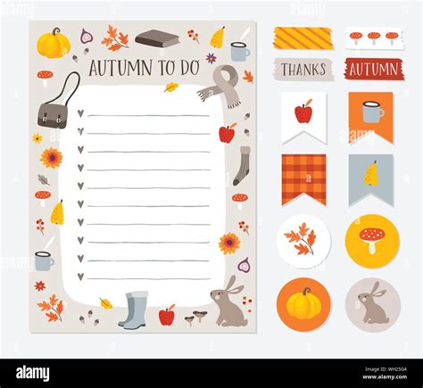 Autumn Fall Wish To Do List Colorful Scrapbooking Stickers Labels