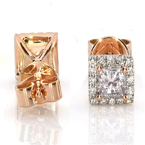 Real Fine 049ct Fancy Pink Diamonds Earrings 18k All Natural Stud Rose