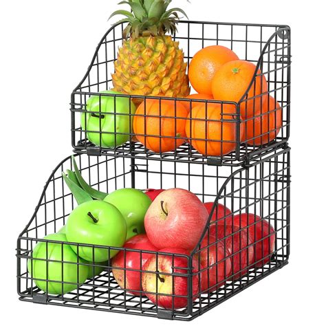 Buy X Cosrackstackable Wire Baskets 2 Tier Countertop Potato Onion