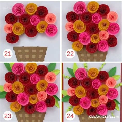 How To Make Paper Flower Bouquet Step By Step Instructions Kids Art