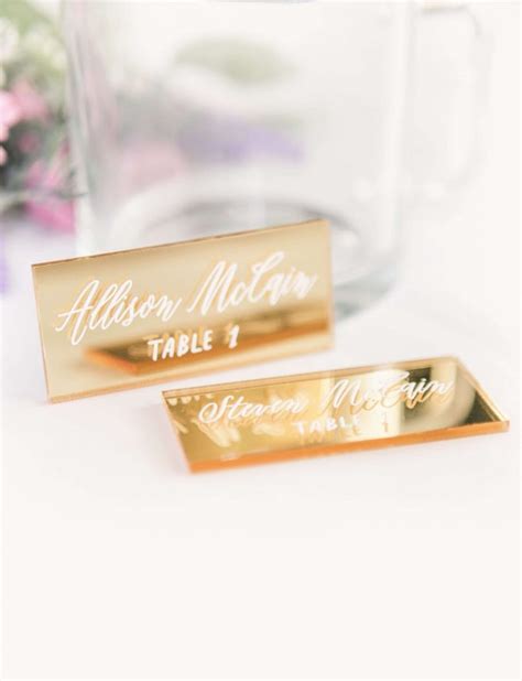 Gold Mirror Place Cards Emmaline Bride Wedding Blog