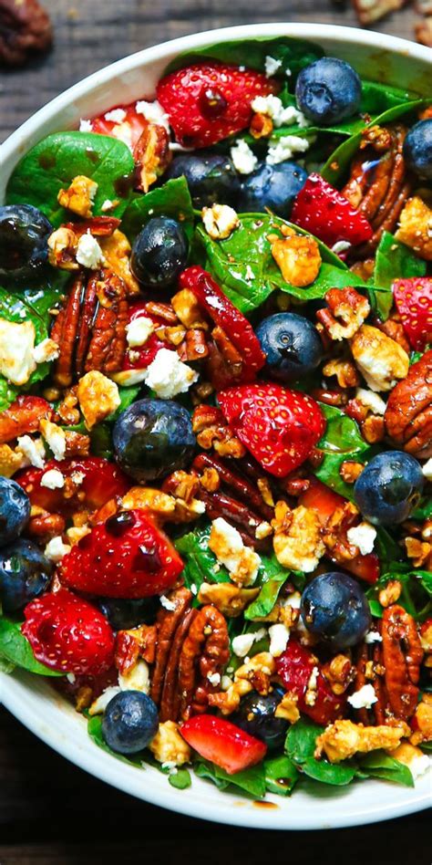 30 Minute Strawberry Spinach Salad With Blueberries Pecans Feta