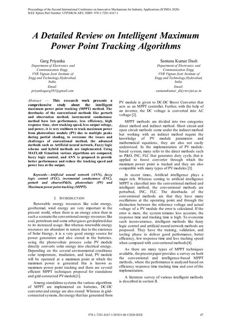 Pdf A Detailed Review On Intelligent Maximum Power Point Tracking Algorithms