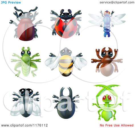 Cartoon Of Cute Beetles And Other Bugs Royalty Free Vector Clipart By