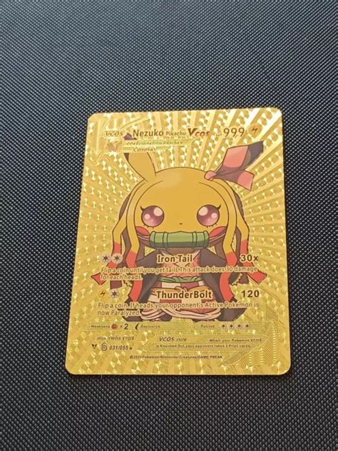 Nezuko Demon Slayer Pikachu Pokemon Cosplay Carte Card Holo Prism Anime