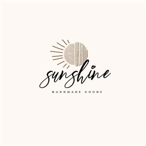 Premade Boho Logo Design Sunset Sunrise Sunshine Nature Hand Etsy