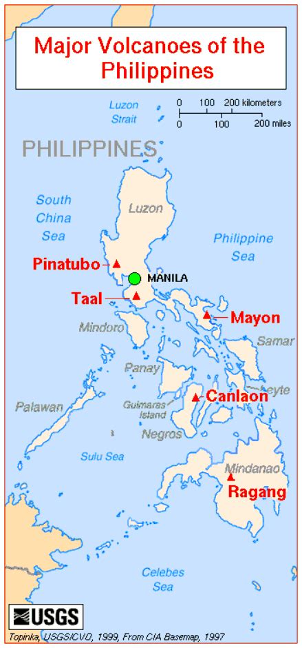 Map Of Major Volcanoes Of The Philippines Volcano Philippines