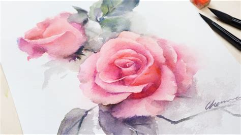 Rose In Watercolor Painting Tutorialhow To Step By Step Youtube
