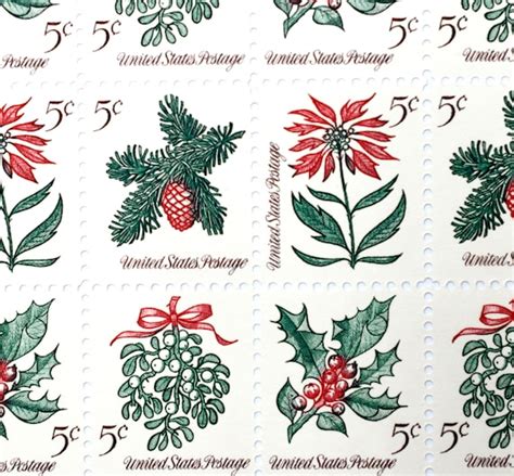 Vintage Christmas Stamps Unused Us Postage Etsy