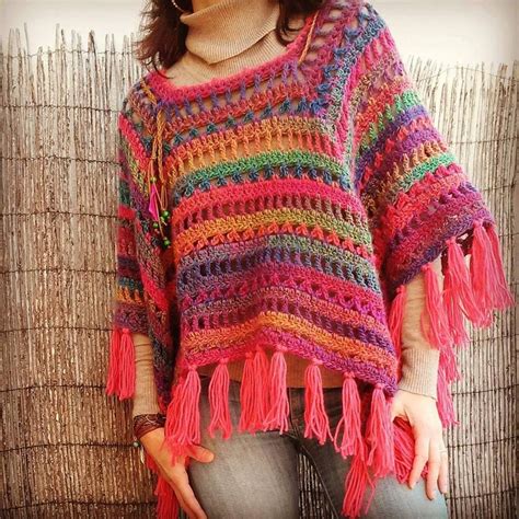 Poncho Colores Crochet Poncho Crochet Crochet Sweater