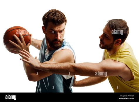 Fight Of Two Basketball Players Stock Photo Alamy