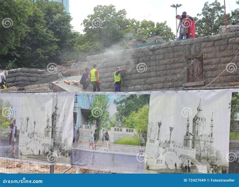 Reconstruction Of The Stone Parapet Editorial Stock Image Image Of