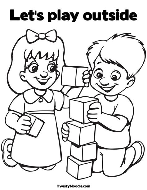 Children Playing Outside Coloring Page