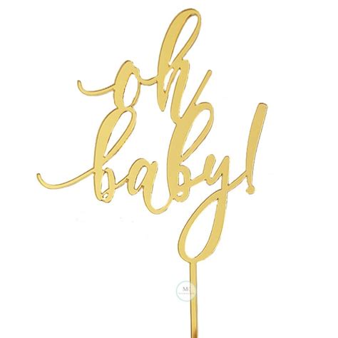 Oh Baby Acrylic Shower Party Cake Topper Rose Gold Gender Reveal Boy Or