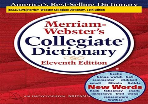 Exclusive Merriam Webster Collegiate Dictionary 11th Edition