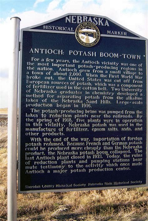 Nebraska Historical Marker Antioch Potash Boom Town E Nebraska History