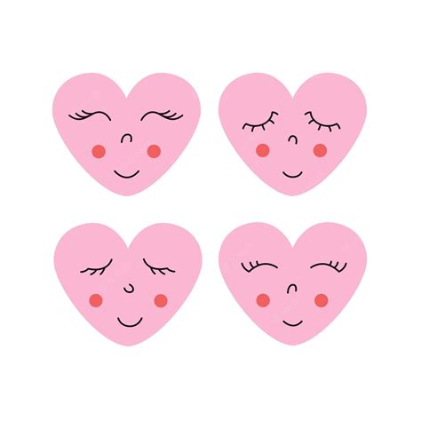 Premium Vector Set Of Hearts With Cute Faces