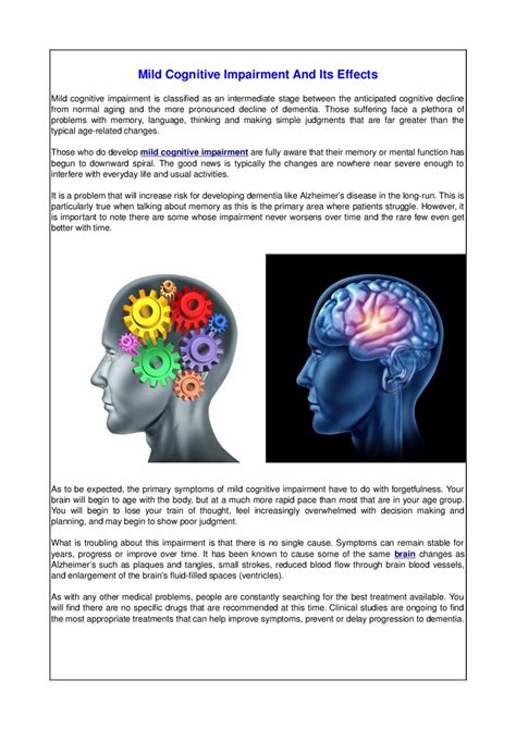 Mild Cognitive Impairment And Its Effects By Denismark Mark Issuu