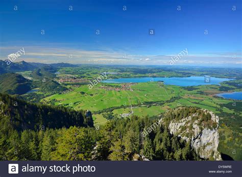 Blick In Richtung Füssen Allgäu Range Den Weissensee See Forggensee