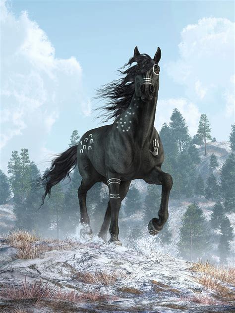 Black Horse In War Paint Digital Art By Daniel Eskridge Pixels Merch