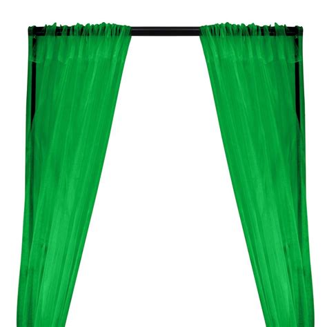 Kelly Green Crystal Organza Fabric With Pockets For Pipe Drape