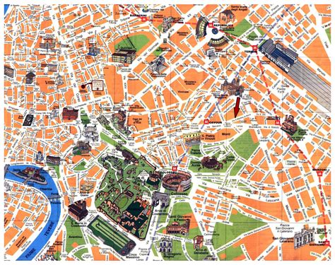 Detailed Tourist Map Of Rome City Center Rome Italy Europe