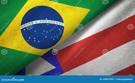 Bahia State And Brazil Flags Textile Cloth Fabric Texture Stock