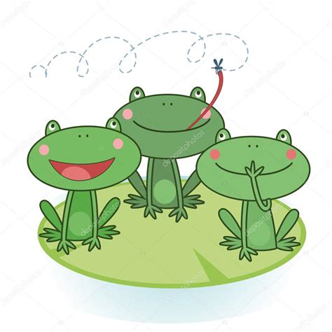 Illustration Of Three Green Frogs Stock Vector Image By ©artkukushkina