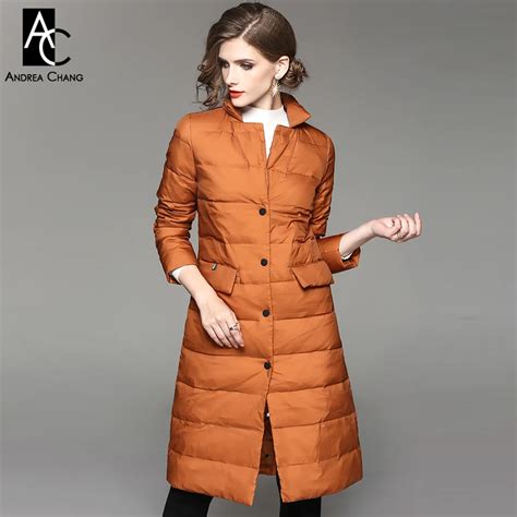Autumn Winter Woman Outwear Coat White Duck Down Fill Black Wine Red Orange Log Coat With