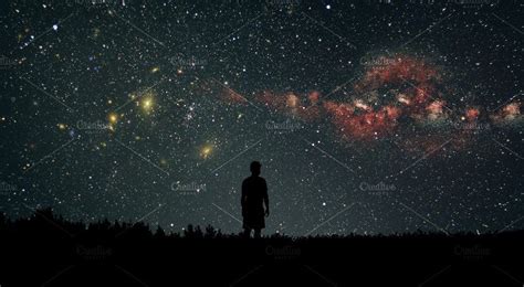 Man Looking At The Stars Stock Photo Containing Man And Sky Night
