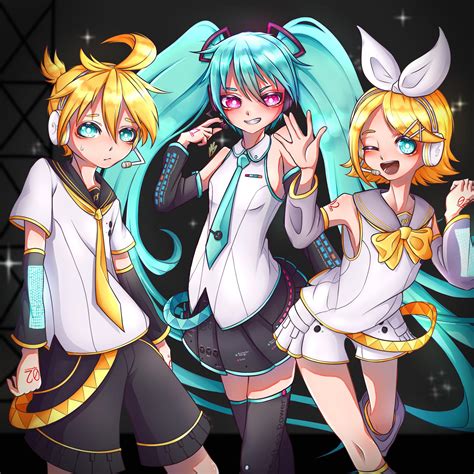 Miku But With Pink Eyes And Len Is Shy And Rin Is The Most Common