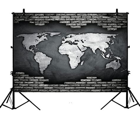 Phfzk 7x5ft World Map Backdrops Brick Photography Backdrops Polyester