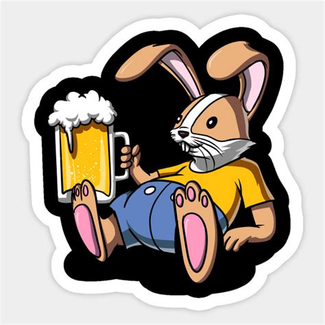 Rabbit Beer Drinking Party Funny Bunny Bunny Beer Sticker Teepublic