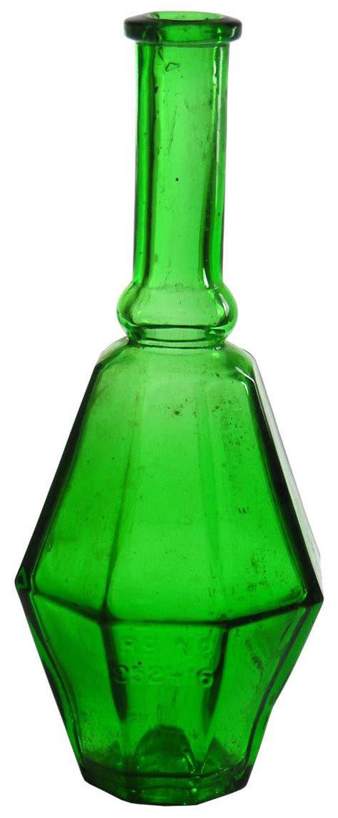 Bright Green Registered Design Perfume Antique Bottle Old Glass Bottles Antique Bottles
