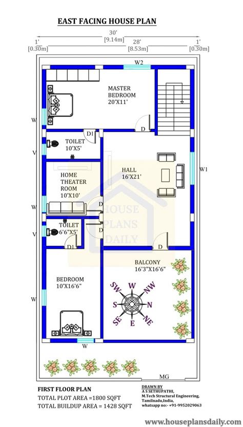 30x60 East Facing House Plan House Plan And Designs Pdf Books