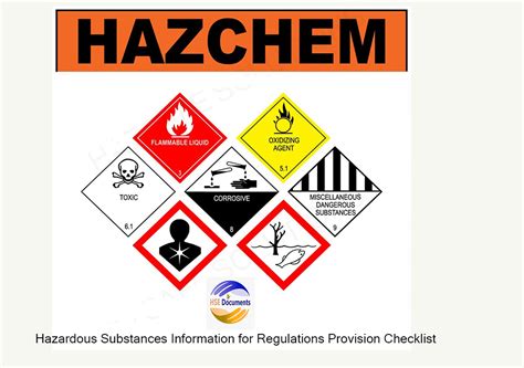 Hazardous Substances Information For Regulations Provision Checklist
