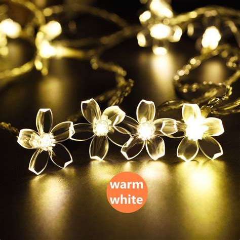 Solar String Lights Cherry Blossom Fairy White 8 Warm Mode 50led