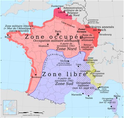 France Zone Occupée Zone Libre 1942 • Carte •