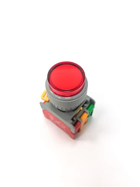 Illuminated Push Button Switch 22mm Red Raised Head Model LXL22