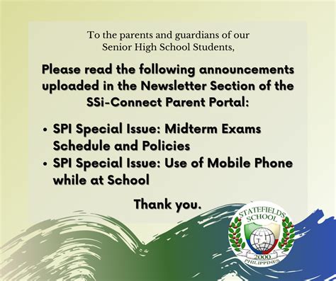 Announcements Statefields School Inc