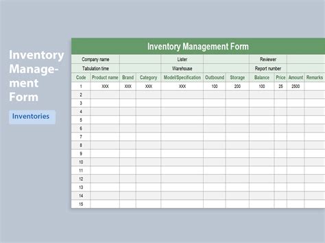 EXCEL Of Inventory Management Form Xls WPS Free Templates