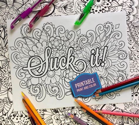 Coloring Page Suck It Sassy Adult Coloring Page Adult Etsy